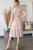 Tan Ditsy Floral Mock Neck Dress