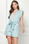Chambray Ruffle Trim Belted Romper