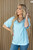 Light Blue Raw Edge Vneck Plus Top