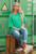 Kelly Green Oversize Raw Hem Plus Terry Top