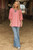 Coral Oversize Ribbed Pocket Top