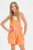 Girls' Double Pocket Neon Orange Romper