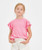 Girls' Neon Pink Flutter Sleeve Top