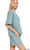 Blue Grey Ribbed Banded Top & Shorts Set