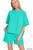 Turquoise Ribbed Banded Top & Shorts Set