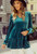 Teal Velvet Vneck Babydoll Top