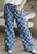Blue Checkered Wide Leg Denim Jeans