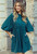 Teal Corduroy Empire Waist Dress