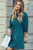 Teal Corduroy Empire Waist Dress