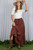 Brown Boho Tiered Maxi Skirt