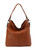 2 Side Metal Accent Brown Hobo Bag