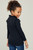 Girls' Black Ribbed Ruffle Neck Top