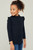 Girls' Black Ribbed Ruffle Neck Top