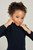 Girls' Black Ribbed Ruffle Neck Top