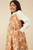 Girls' Brown Floral Button Detail Dress
