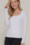 White Square Neck Ribbed Top