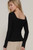 Black Square Neck Ribbed Top