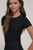 Black Short Sleeve Shirred Top