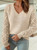 Tan Vneck Pointelle Knit Sleeve Sweater
