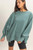Dark Teal Raw Seam Long Sleeve Top