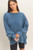 Navy Raw Seam Long Sleeve Top
