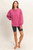 Fuchsia Raw Seam Long Sleeve Top
