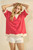 Red & Ivory Stripe Oversize Top