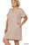 Ash Mocha Rolled Sleeve Vneck Plus Dress