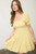 Yellow Square Neck Tiered Mini Dress