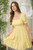 Yellow Square Neck Tiered Mini Dress