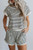 White & Black Stripe Textured Shorts Set