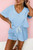 Blue Vneck Drawstring Shorts Set
