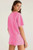 Pink Vneck Drawstring Shorts Set