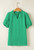 Green Puff Sleeve Vneck Blouse