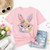 Girls' Floral Bunny Pearl Pink Tee