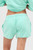 Mint Acid Wash Drawstring Shorts