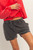 Black Acid Wash Drawstring Shorts