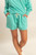 Turquoise Half Zip Collar Pullover & Shorts