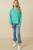 Girls' Embroidered Daisies Teal Sweatshirt