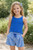 Girls' Royal Blue Stripe Shorts Set