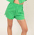 Green Poplin High Waist Shorts