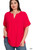 Ruby Red Split Neck Woven Plus Top