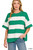 Kelly Green Stripe Raw Seam Top