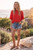 Red Oversized Short Sleeve Sweater