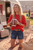 Red Oversized Short Sleeve Sweater