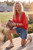 Red Oversized Short Sleeve Sweater