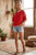 Red Polka-dot White Trim Top
