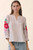 Taupe Stripe Floral Embroidered Blouse