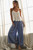 Washed Cotton Gauze Denim Cropped Plus Pants