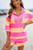 Pink & Orange Half-zip Shorts Set